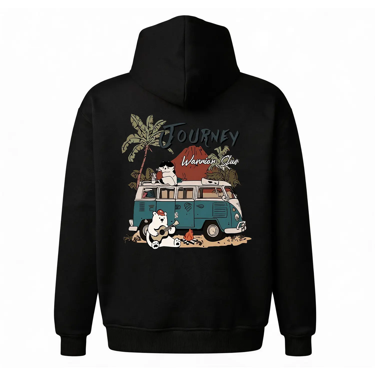 Vintage Camping Van Graphic Hoodie |   Cute Bear Road Trip Print |   Oversized Unisex Fleece Sweatshirt |   Trendy Outdoor Casual Wear ? ?