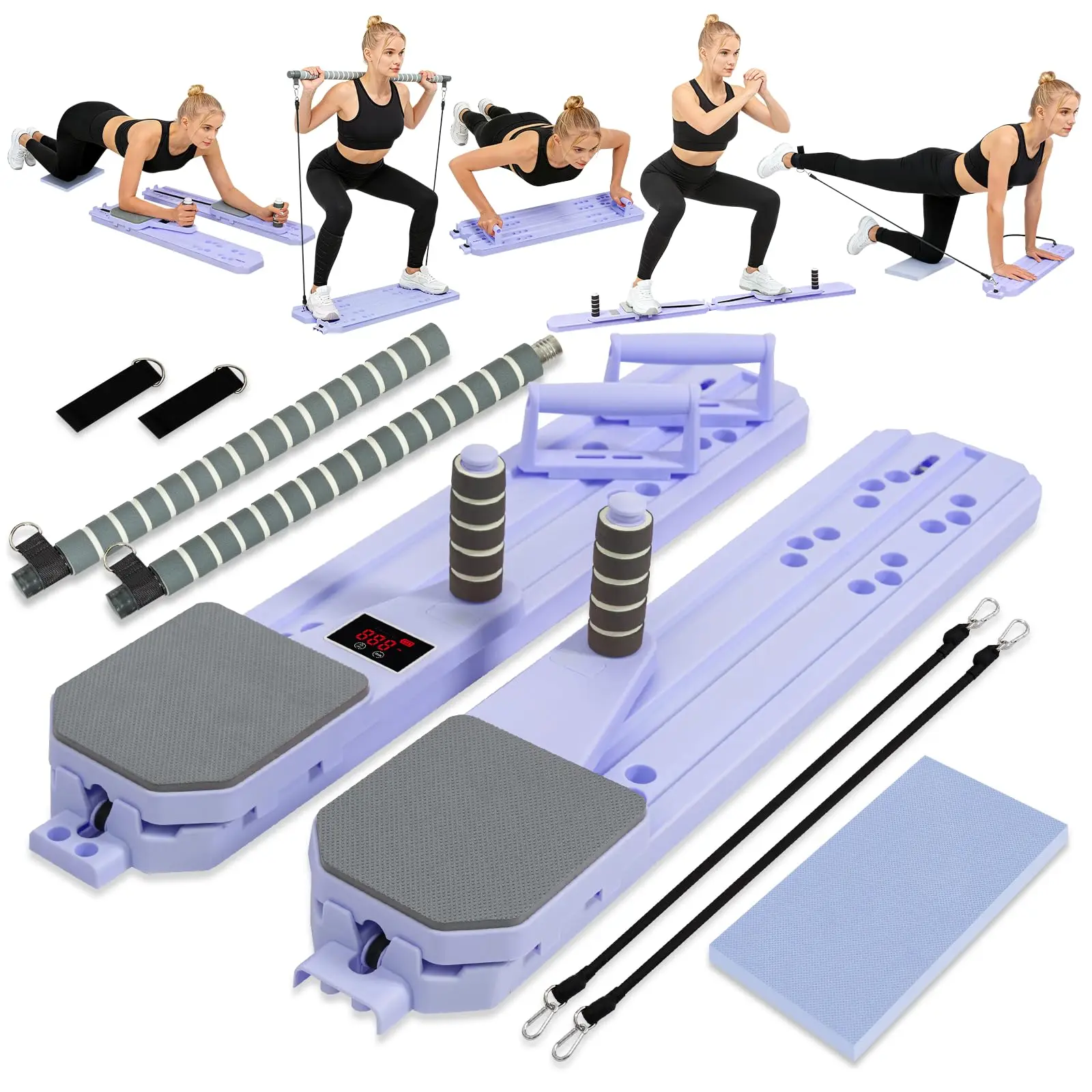 7 in 1 Multi-functional Yoga Pilates Board, Balance Training Equipment for Home Fitness, Foldable Portable Design for Core & Abdominal Strength Training
