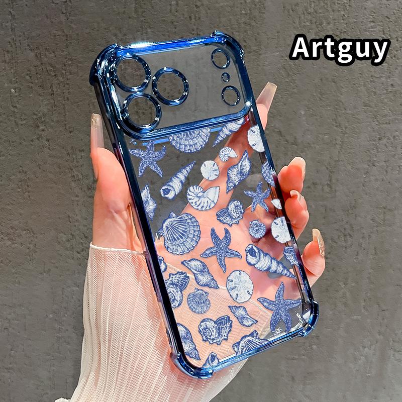 Phone Case for iPhone 17 Pro Max 16 15 Plus Air 14 13 12 11 E Abyss Opal Overture Pattern Four-corner Thickened Anti-drop Protective Silicone Cover Gift