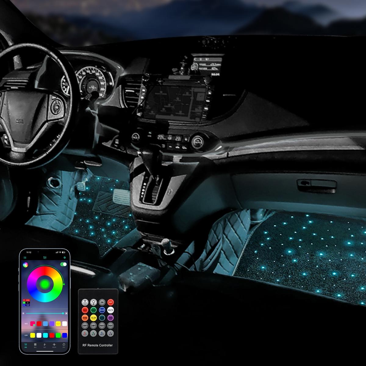 Universal Fit LED Starry Sky Projection Car Floor Mats, Customizable Fiber Optic Lighting Effects, App Remote Control, All-Weather Car Interior Decoration, Car Interior Accessories