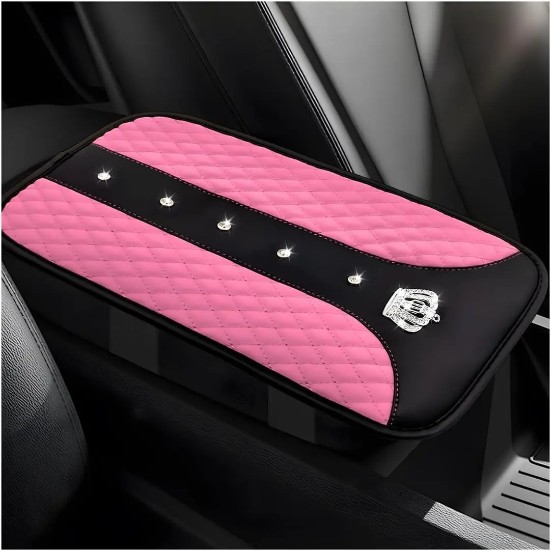 Bling Crown  Center Console Mats, Anti-Slip and    Armrest Pad Protector,  Rustproof Armrest Decor Cushion for  & SUVs,  Accessories ()