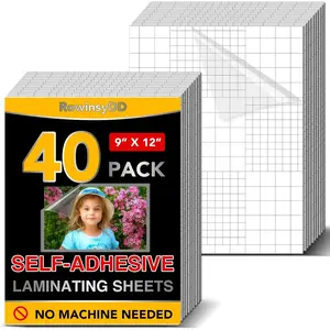 40 PCS 9 x 12 Inches Clear Self-Adhesive Laminating Sheets No Machine Needed Self Sealing Laminate Sheets