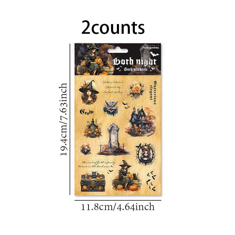 Vintage Gothic Style Sticker, 2 Counts/set PET Material Sticker Sheets, DIY Decorative Sticker for Scrapbooking, Journaling, Gift Wrapping