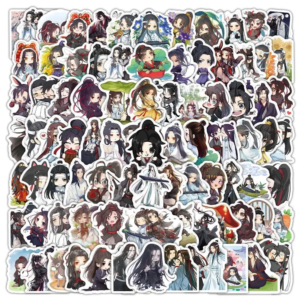 100pcs Anime Mo Dao Zu Shi Figure Stickers, Customizable Lan Wangji & Wei Wuxian Decor for Laptop/Phone, DIY Scrapbooking Supplies for Anime Fans (Toys & Hobbies), Anime Figures