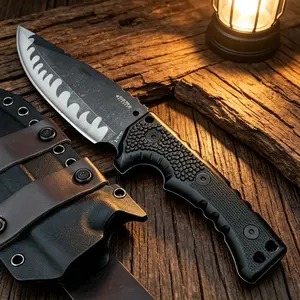 M27N Outdoor Fixed Blade Knife – 8Cr13MoV Steel Nylon Fiber Handle Sheath Included Rugged Multi-Function Tool for Camping Hiking & Nature Excursions Gifts for Men
