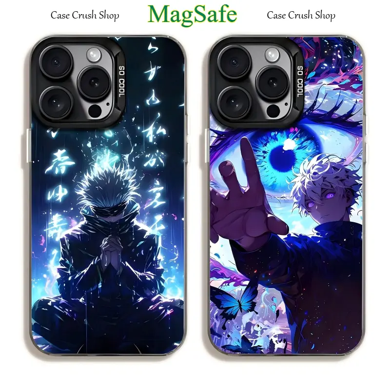 Anime Jujutsu Kaisen Cool MagSafe Gojo Phone Cases For iPhone 17 16 15 14 13 12 11 Promax Pro Air Plus Luxury Black IMD Shockproof Protective Cover