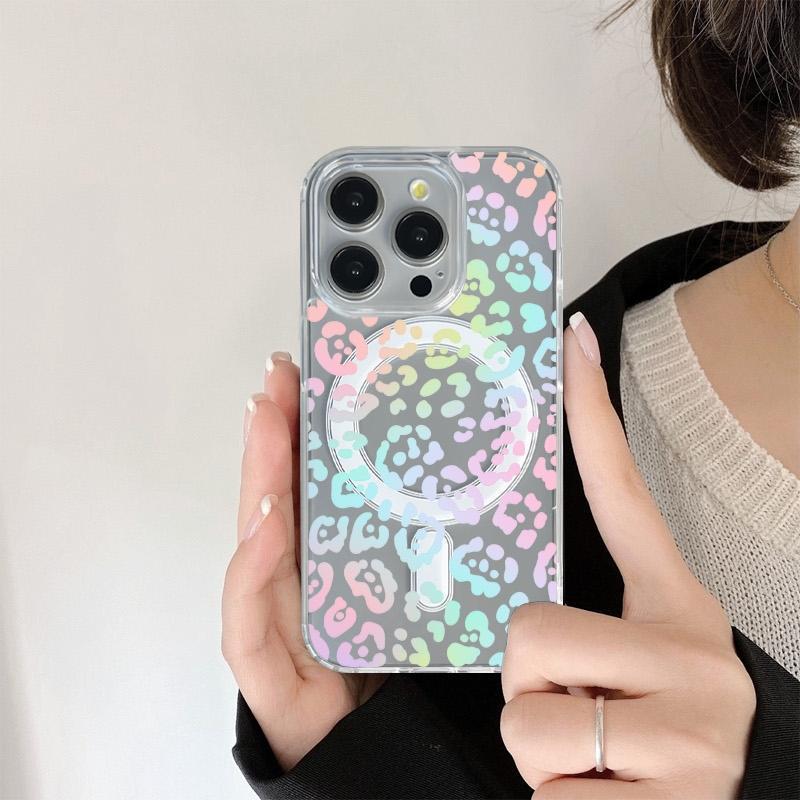 Leopard Print Clear MagSafe Protective Casing, Slim Magnetic Shockproof Phone Cover with Protection, Multi-Model Fit for iPhone 17 ProMax, 17 Air, 16 Plus, 15, 14, 13, 12, 11 - Handheld Mobile Phone Accessory (HMG37)