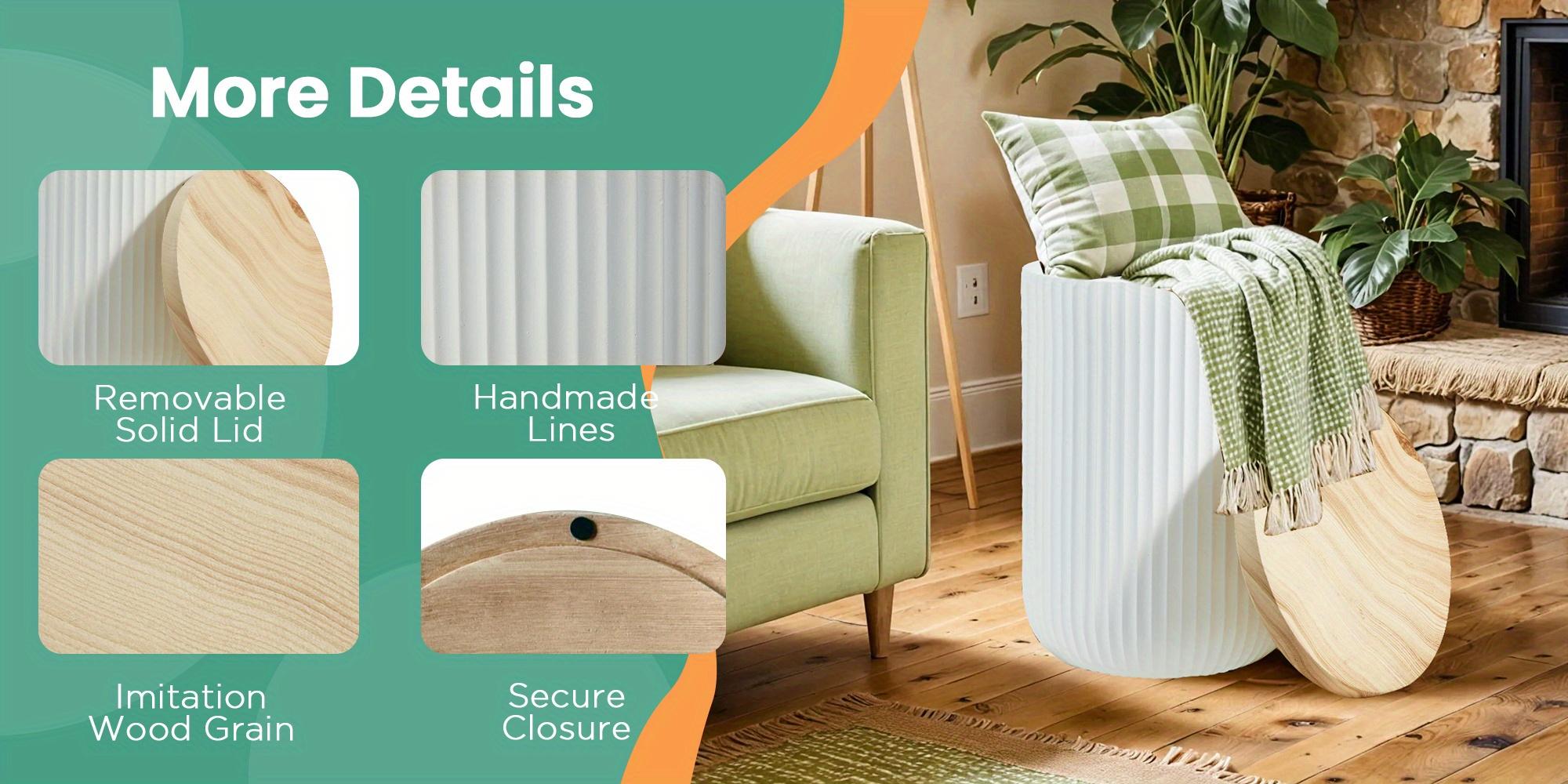 Round Magnesium Oxide Outdoor Accent Table (White) - Weather-Resistant Side Table with Hidden Storage, Indoor/Patio Friendly