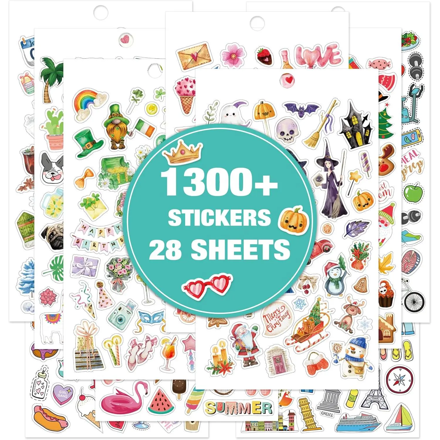 Planner Stickers - 28 Sheets, 1300+  Sticker Monthly, 4.72'' x 8.27'' Sticker Book – Holidays, Seasonal, Inspirational Quotes, to-dos, Appointments, Scrapbook Stickers for Adults