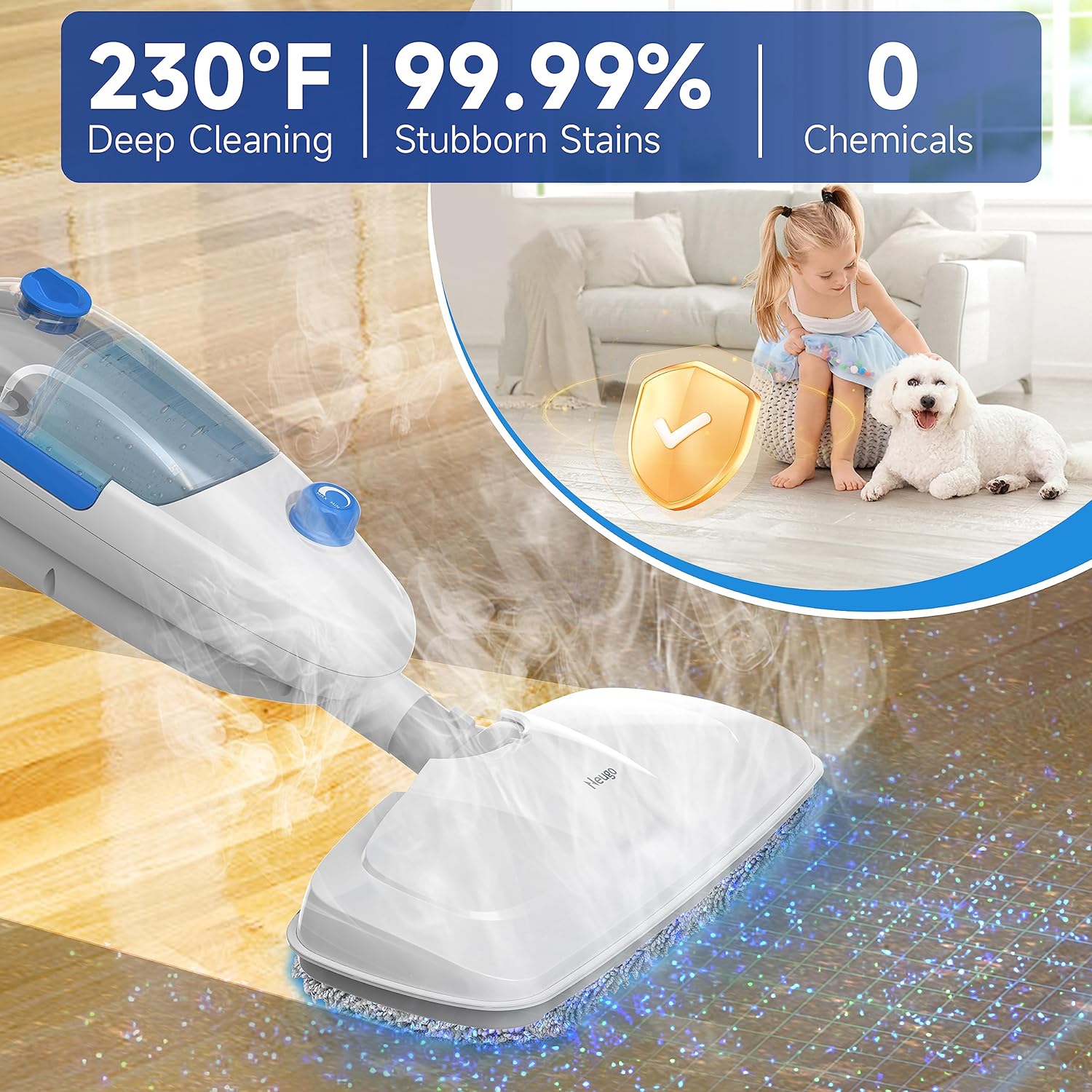 Steam Mop for Floor Cleaning, 10in1 Multi Purpose Handheld Steamer Cleaner Detachable for Vinyl, Laminate, Carpet, Tile Hard Floor Grout w/ 2 pad, 23ft Cord, 15oz Tank, Adjustable Steam & Height Steam Mop for Floor Cleaning, 10in1 Multi Purpose Handheld Steamer Cleaner Detachable for Vinyl, Laminate, Carpet, Tile Hard Floor Grout w/ 2 pad, 23ft Cord, 15oz Tank, Adjustable Steam & Height