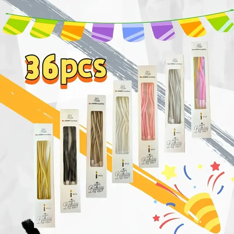 36pcs Spiral Decoration with Base, Random Colors, Perfect for Birthday, Christmas, Halloween, Thanksgiving, Easter Party Supplies, Party Pack, Goodie Bags Fillers