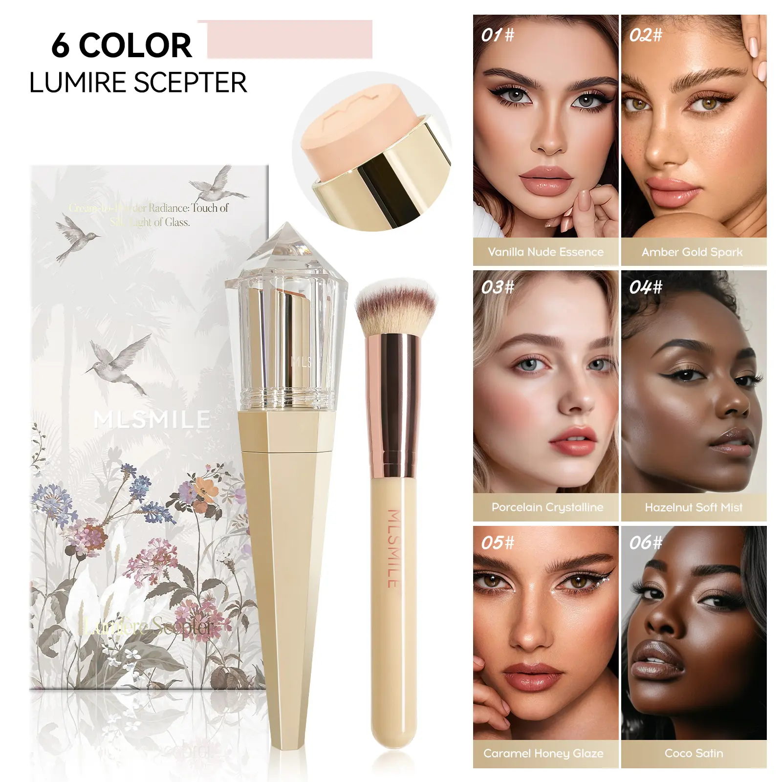 6 Shades Full Coverage Foundation Stick Set, smooth velour texture no caking creasing, buildable pigment, waterproof long wear fit hot humid outdoor daily makeup, Blur Stick Foundation