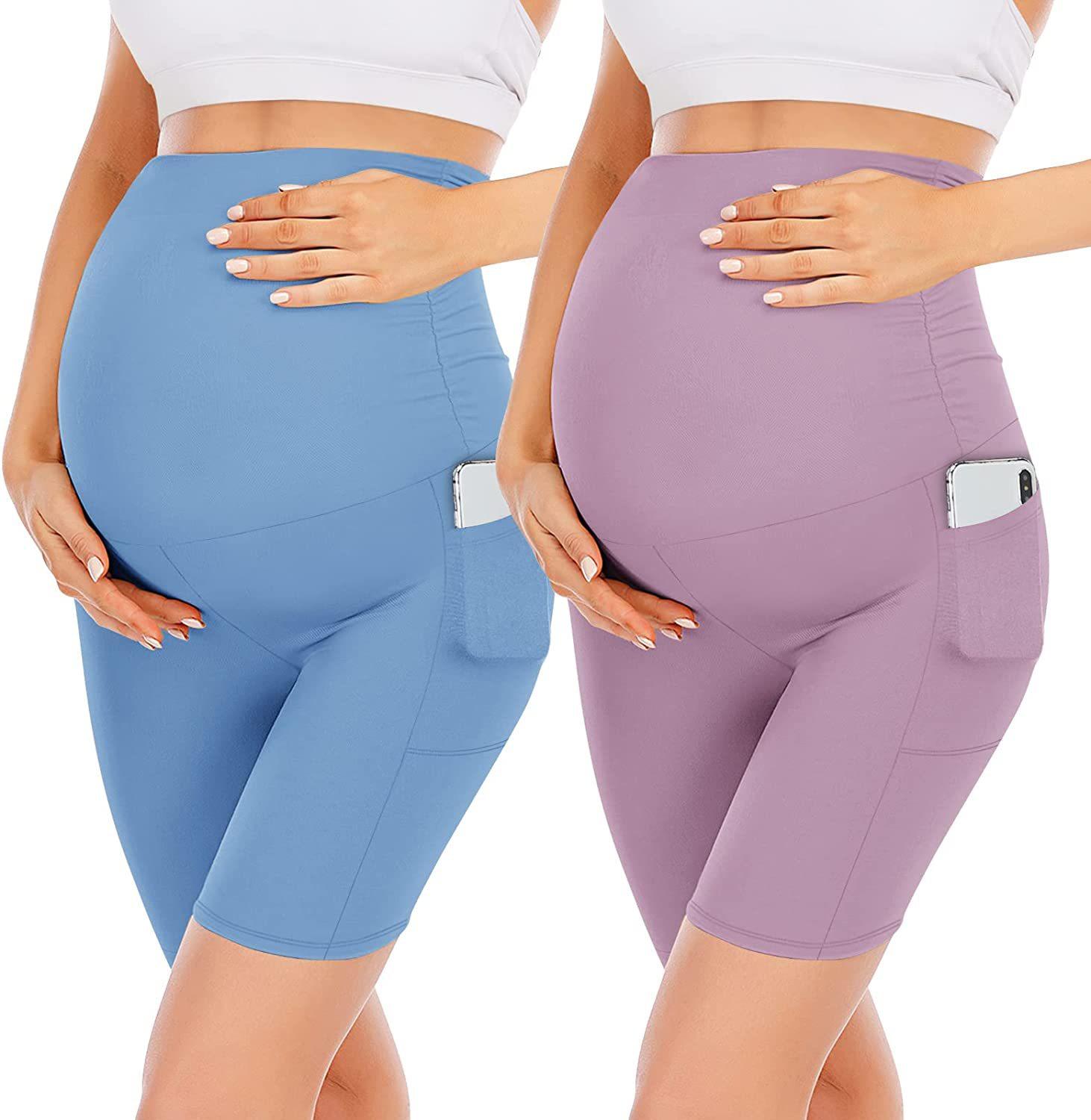 New European and American style maternity pants with five pockets, high-waisted slim-fit belly support pants, sports and fitness maternity yoga pants
