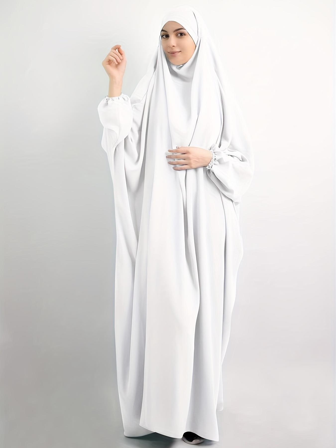 Women's Solid Knot Hooded Batwing Sleeve Kaftan, Modest Maxi Long Sleeve Dress for Daily Outdoor Wear, Women's Islamic Clothing for Spring & Fall, Modesty Muslim Clothing, Modest Clothes, Muslim Women Gowns