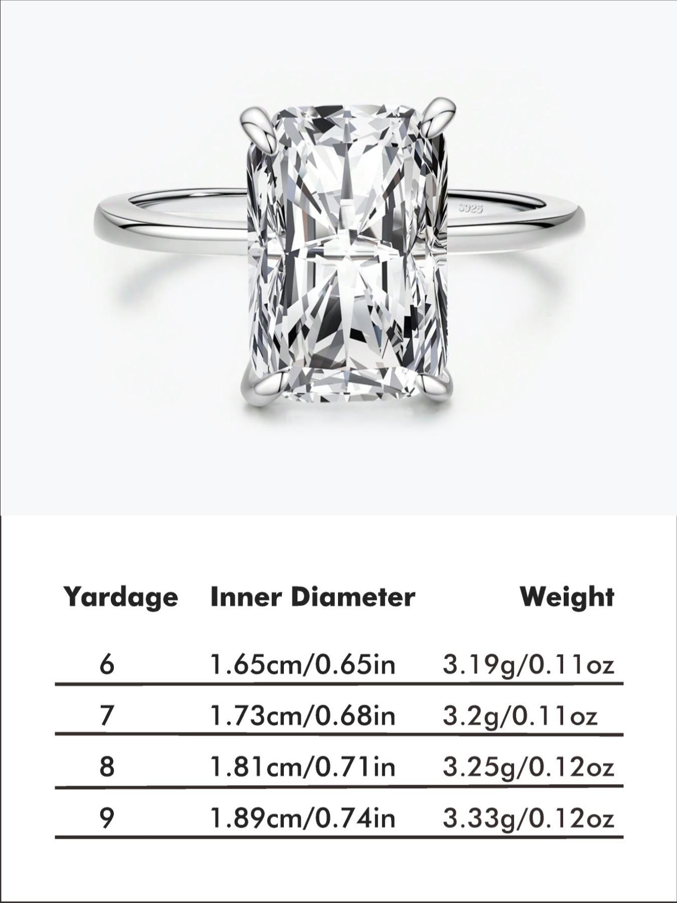 S925 Sterling Silver Square Shaped Artificial Zircon Engagement Ring, Luxury Promise Wedding Ring for Women, Elegant Jewelry for Women, Emerald Cut Solitaire Ring