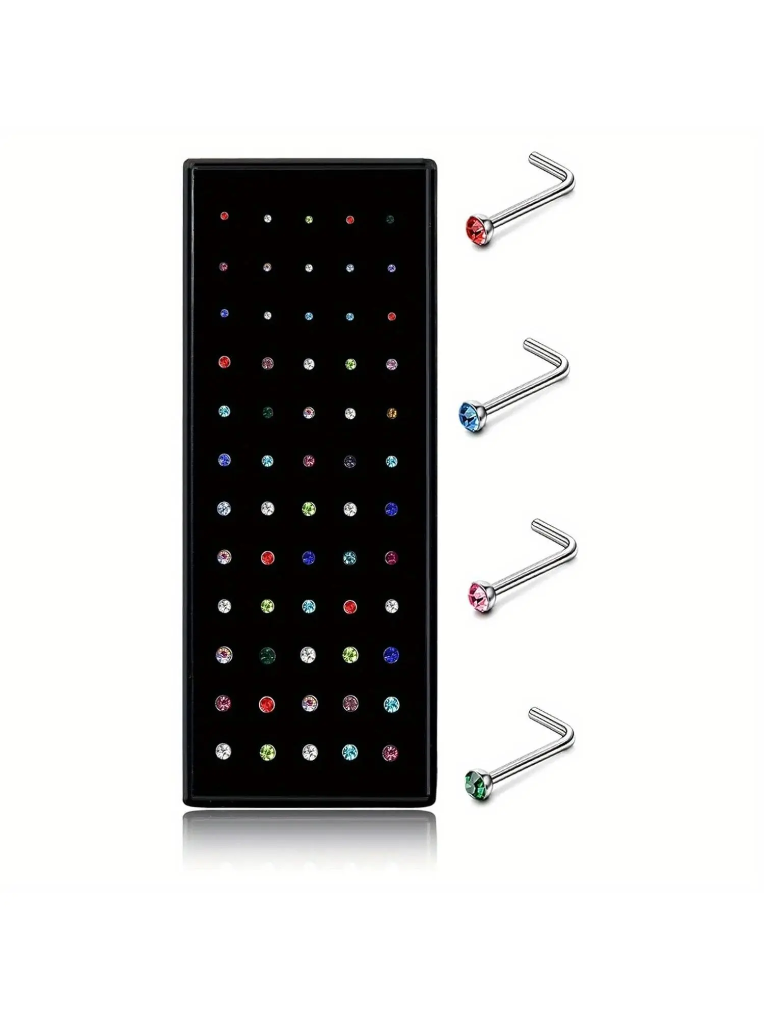 60 Hypoallergenic Nose Studs for Women Men 316L Stainless Steel CZ Nose Piercing Jewelry L Shaped Nose Rings Bone Studs Screw Piercing 20G-22G 1.5mm 2mm 2.5mm 3mm Cubic Zirconia Jewelry Body Piercing Jewelry