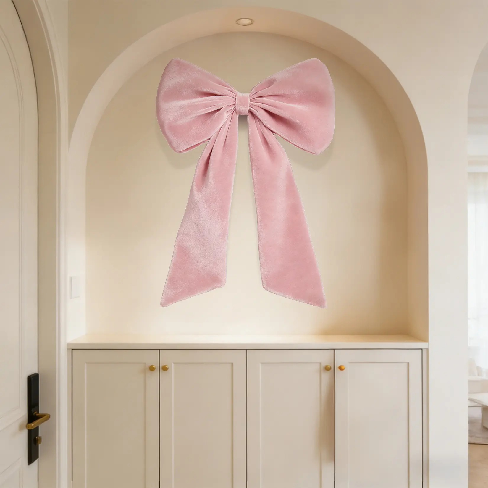 Oversized Soft Velvet Bow Wall Hanging - Luxury Ribbon Decorative Ornament for Girls Room, Nursery - Reusable Coquette Backdrop, Cushion-Compatible Home Hanging Decor