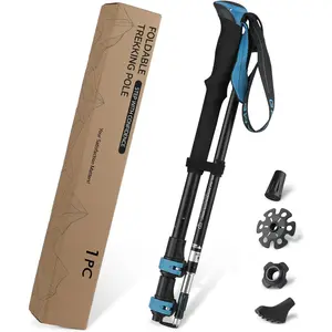 Collapsible Hiking Sticks,Lightweight Folding Trekking Poles,Adjustable Travel Walking Poles with EVA Foam Grip for Men & Women,Single Pole or Pair Available