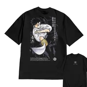 Anime Jujutsu Kaisen Yuta Okkotsu Graphic T-Shirt, 100% Soft Cotton Unisex Oversized Tee, Classic O-Neck Short Sleeve, Trendy Y2K Style, Popular Daily Streetwear Top For Men Women, Ideal Anime Fan Gift