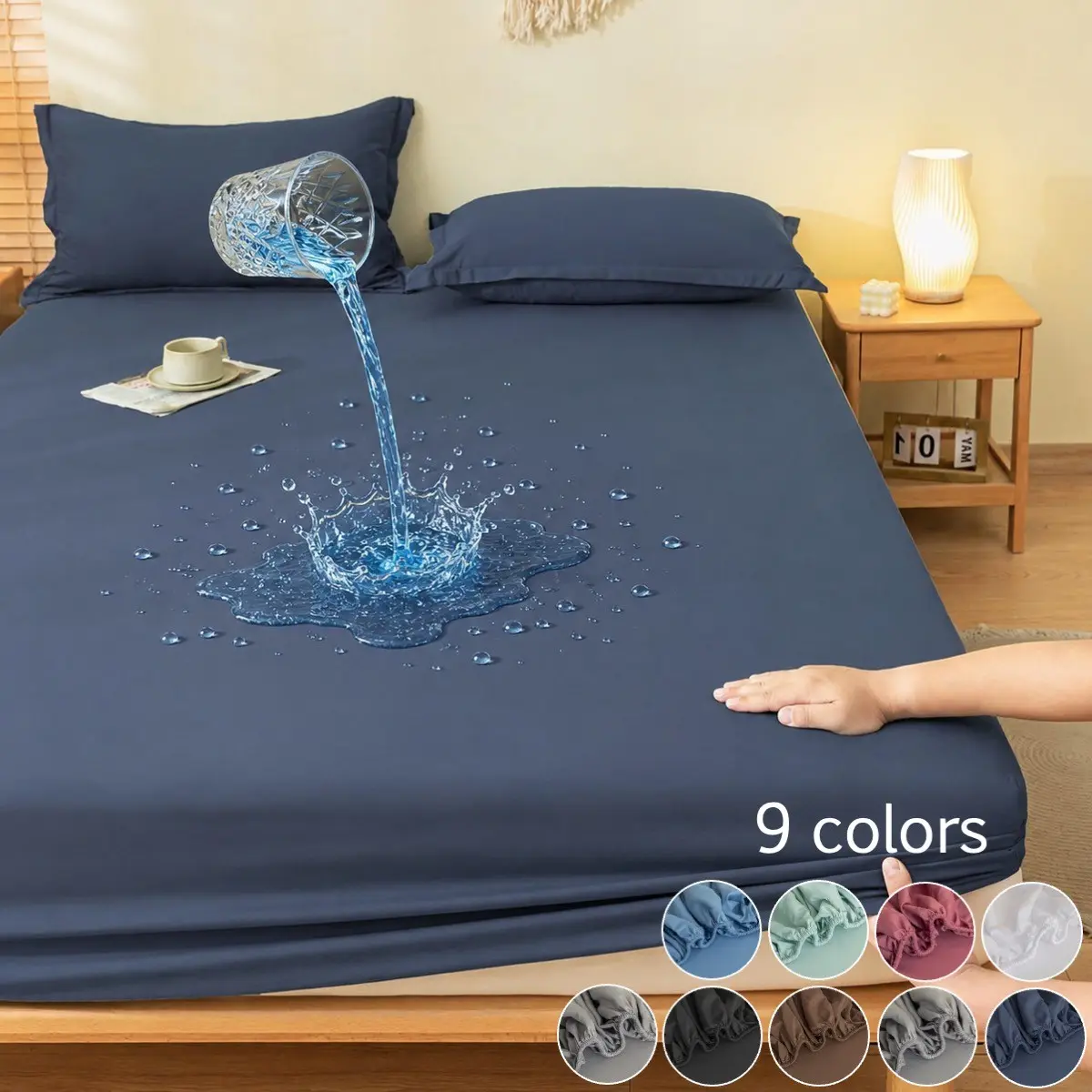 2/3Pcs Solid Color Waterproof Mattress Protector for Kids & Pet Families, Soft Breathable Noiseless Fitted Cover, Non-Slip Deep Pocket Fits Mattresses Under 30cm, Machine Washable, Twin/Full/Queen/King