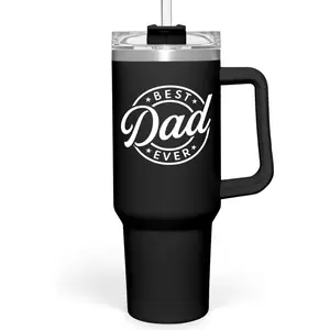 Best Dad Ever 40oz Tumbler with Handle - Stainless Steel Insulated Coffee Cup - Gift Set with Lid & Straw for Father’s Day, Birthday, Christmas