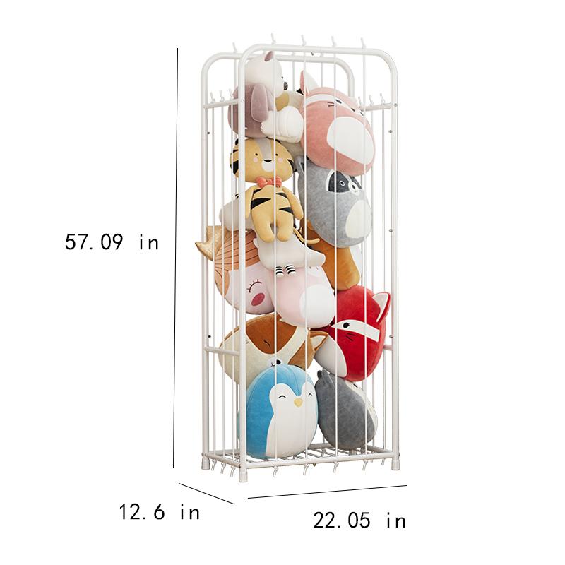 Stuffed Animal Storage, Metal Tube Stuff Animal Organizer, 55.5” x 18.5” x 13” Stuffed Animal Cage With Brake Wheel and Fixed buckle, Sturdy Toy Organizer for Nursery, Kids Room, Playroom Deals For You Days