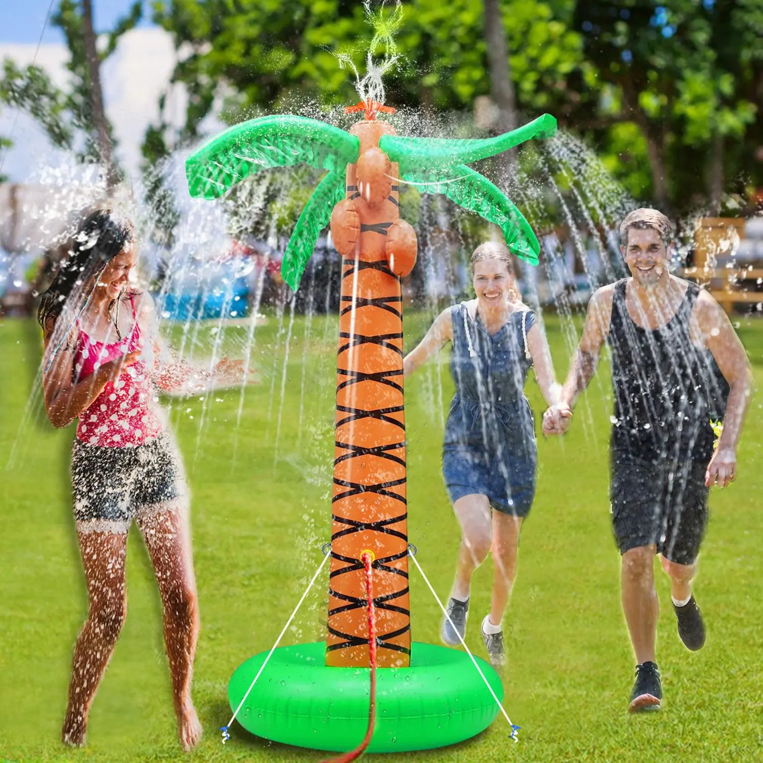 61" Inflatable Palm Tree Backyard Sprinkler - Water-Spraying Pool Inflatable Sprinkler, Ideal for Yard & Outdoor Hawaiian-Themed Parties (Coconut Tree Design), Functions as a Lawn Sprinkler and is Perfect for Backyard Beach Games memorial day sales