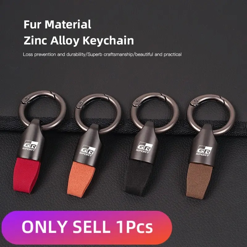 Zinc Alloy Leather Car Key Chain Strap Keyring For Toyota GR Sport Gazoo Racing RAV4 C-HR Mirai
