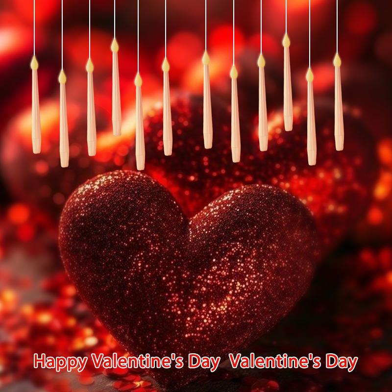 12, 24PCS floating candle, with wand, Christmas decoration, with wand remote, flicker warm light flameless hanging candle battery powered, LED candle, suitable for parties Halloween Set Traditional Switch Window Ornaments 12Pcs