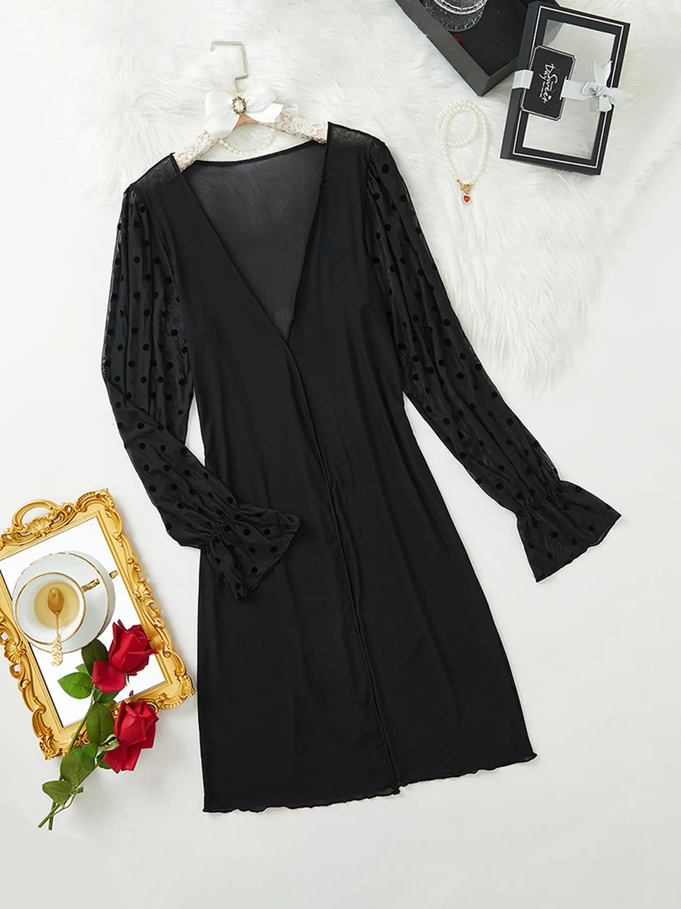 Women Sexy Sheer Robe Nightgown Set No Steel Ring Underwear Homewear Coat Intimate Wear Girl's Night Outfit Boyfriend Gift Elegant Sleepwear