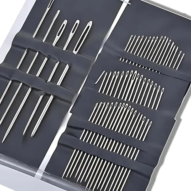 Stainless Steel Hand Sewing Needle Set, Large Eye Embroidery Needles, Multiple Sizes for Sewing, Embroidery, Crafts, Beginner & Professional Sewing Supplies