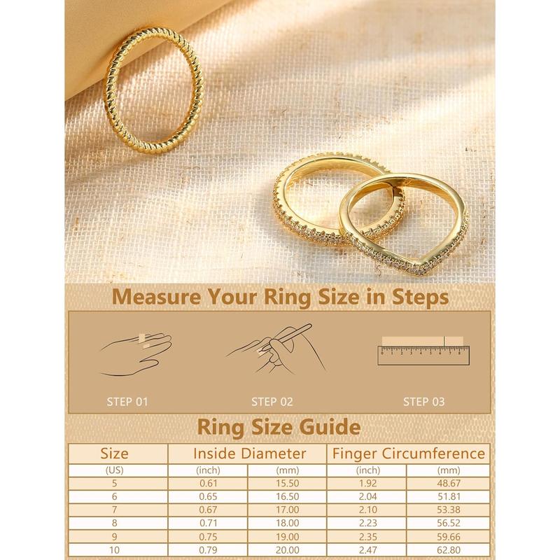 Florideco Stackable Gold Rings for Women 14K Gold Plated Minimalist Non Tarnish Cubic Zirconia Thumb Ring Set Dainty Gold Knuckle Ring Trendy Statement Stacking Rings Set Size 5-10
