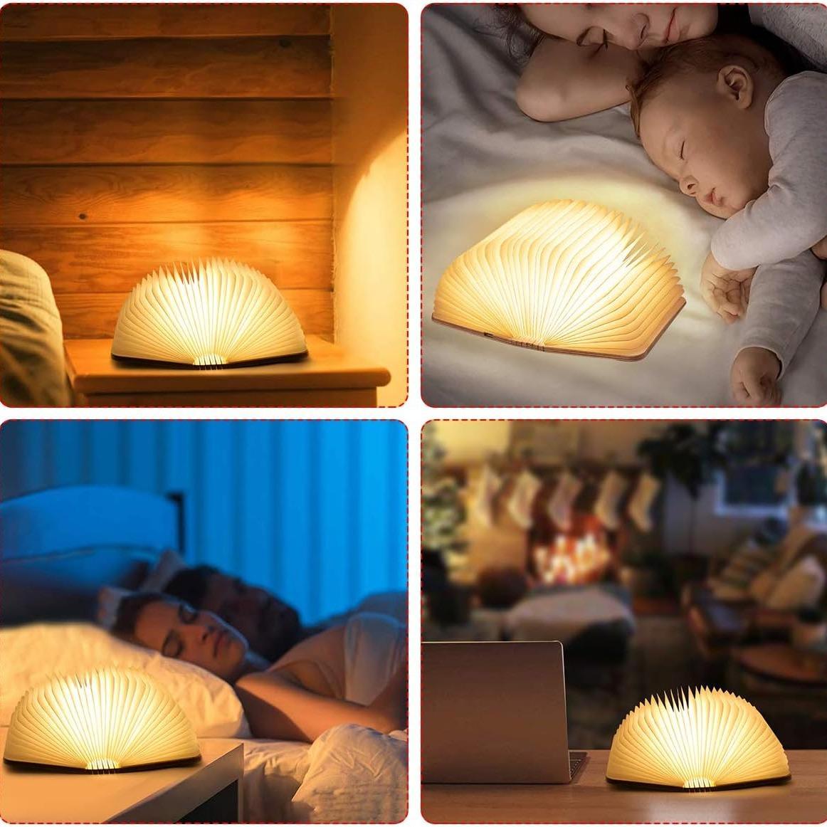 3 Colors Folding Book Lamp, Portable Creative Design Bedside Lamp with USB Rechargeable Function, 1 Count Multipurpose Night Light