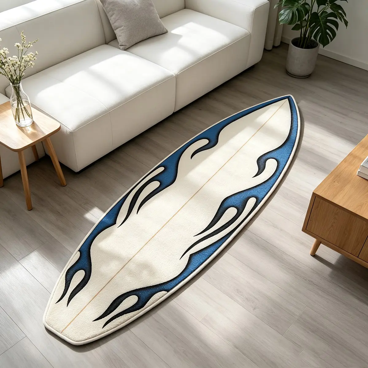 Irregular Shape Surfboard Rug, Boho Style, Boho Rugs, Soft Washable, Home Decor for Living Room, Bedroom, Office, Hotel Corridor, Easy to Clean