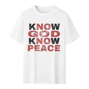 Know God, Know Peace, No God, No Peace Graphic T-Shirt – Faith-Based Inspirational Quote Tee, Religious Casual Wear graphic  tees  women Crewneck Cotton
