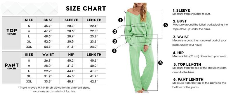 PASLTER Womens 2 Piece Outfit Lounge Set V Neck Sweatshirt High Waist Pants With Pockets Casual Loose Tracksuits