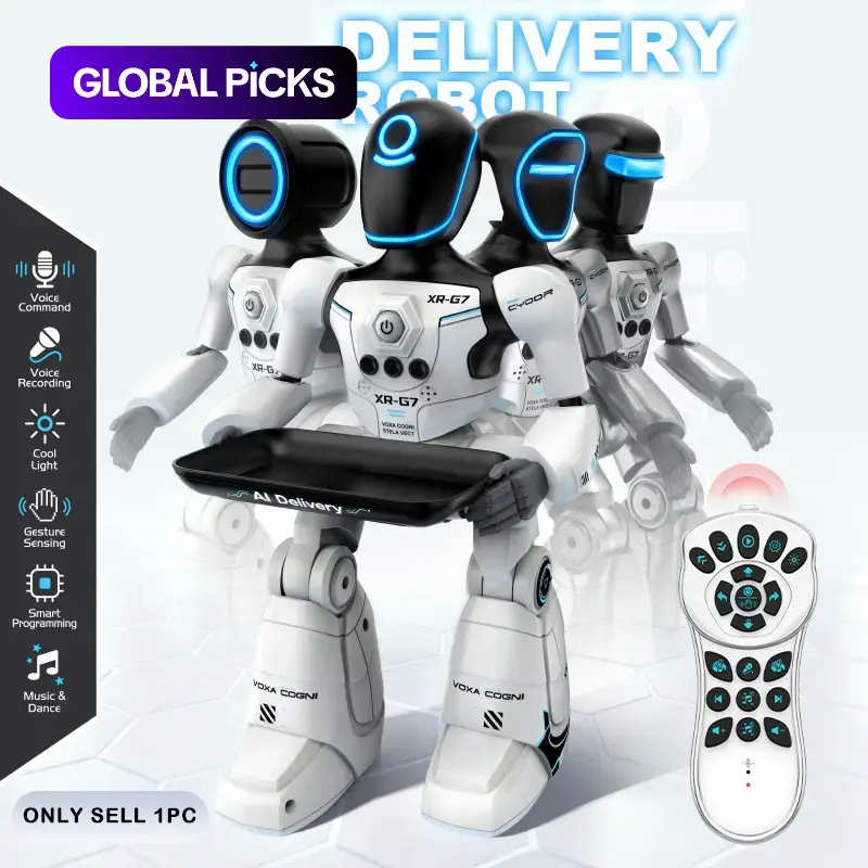 2.4GHz Mini Remote Control Smart Movable Robot, Voice Command, Gesture Sensing, Recording, LED Lights, Programming, Dance Music, Christmas Gift #GLOBAL PICKS