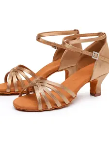 Women's Fashionable Silk satin Dance Shoes Solid Color Hollow Out Design High Heel Sandals Indoors, Elegant Open Toe Sandals for Party, Daily Clothing Decor for Women & Girls, Dance Shoes