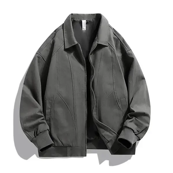 Men's Gray Jacket - Simple Design, Relaxed Fit, Urban Trend Casual Style