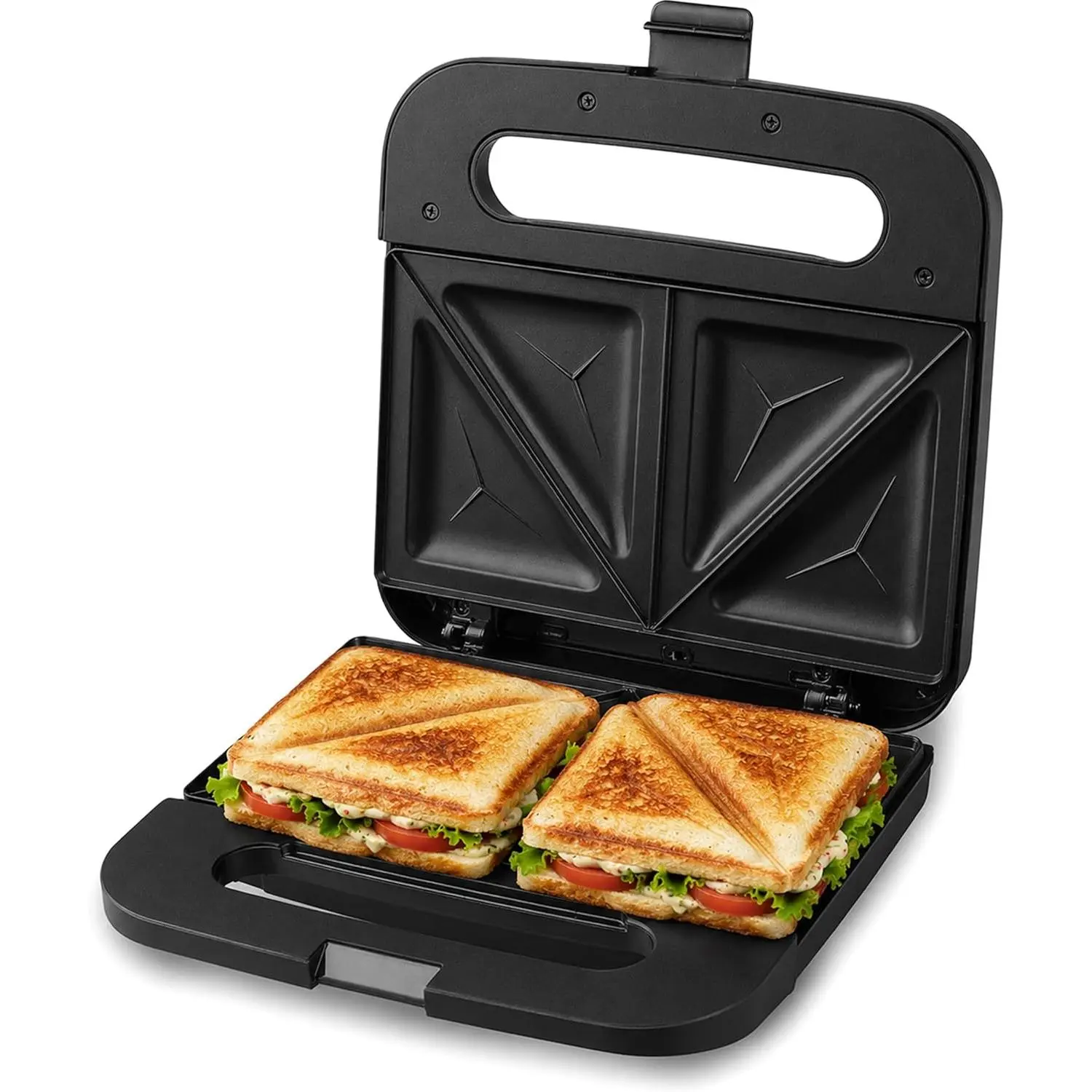 Sandwich Panini Maker Grilled Cheese, Machine Tuna Melt Omelets Non-stick Cooking Surface, 2 Slice, 750 Watts, Stainless Steel