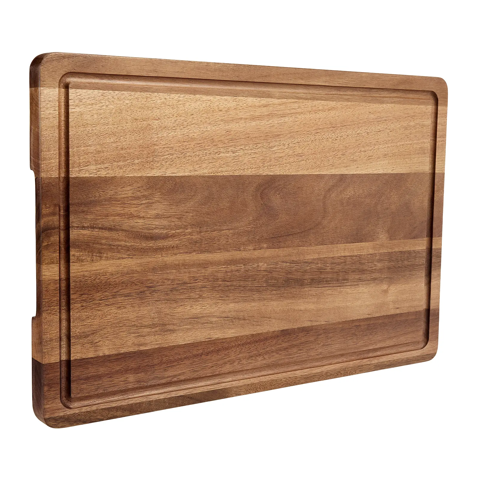 Extra Thick Acacia Wood Butcher Block 18"×12"×1", Pre-Seasoned with Oil, Equipped with Deep Juice Groove and Practical Side Handles, Large Multipurpose Wooden Chopping Board for Cutting Meat, Veggies, Fruits and Cheese in Kitchen