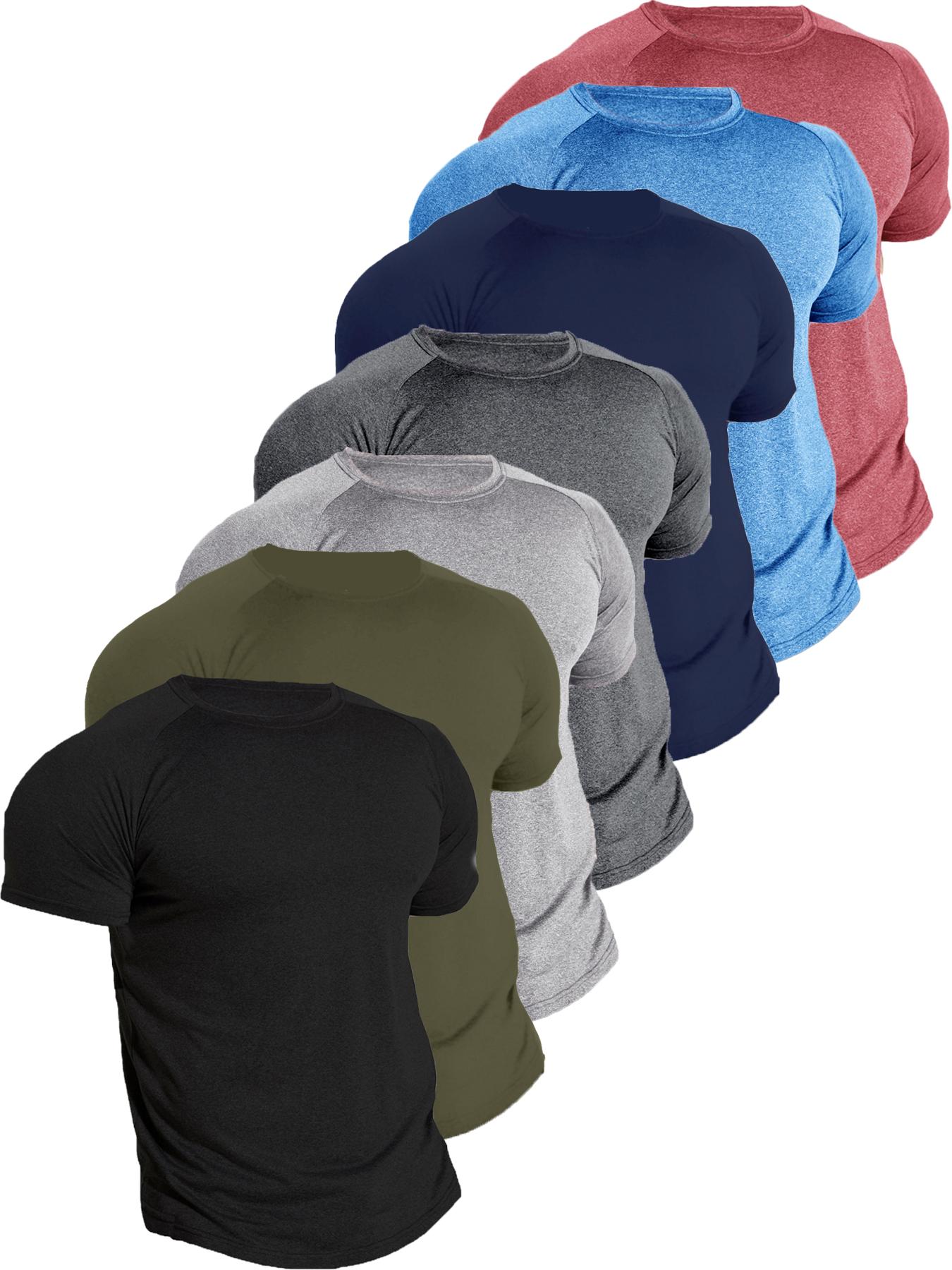 Men's Plain Round Neck Short Sleeve Sports Tee, Quick Drying Breathable Crew Neck T-shirt, Men's Sportswear for Gym Workout Running, Gym Wear