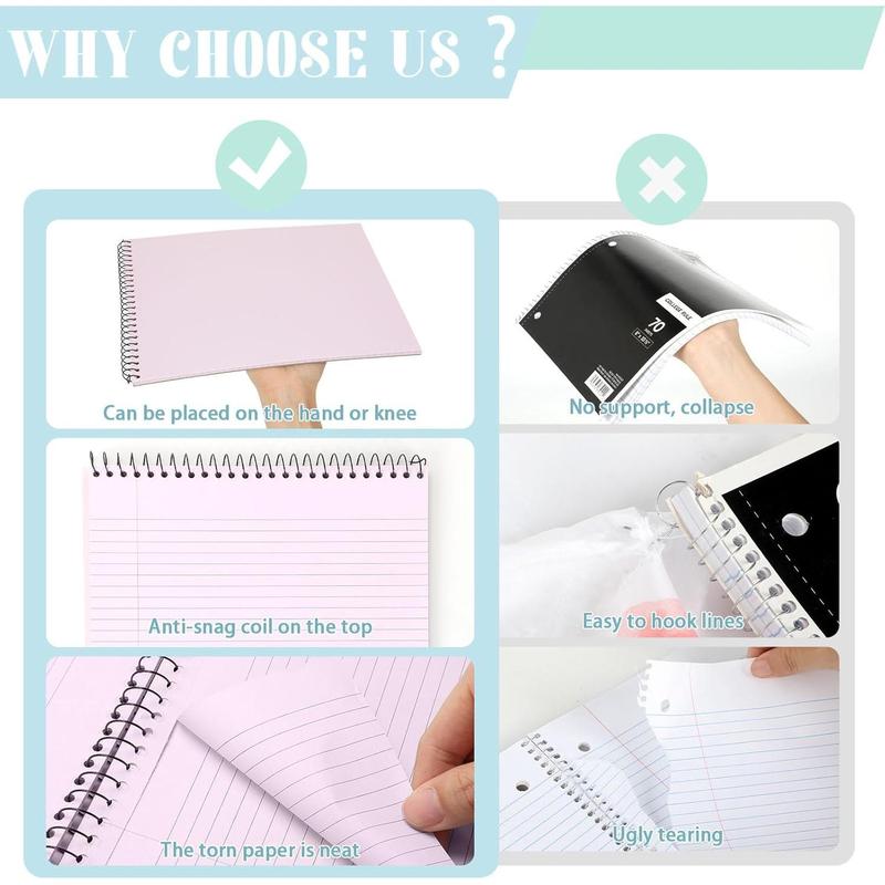 6 count Pastel Top Bound Spiral Notebooks 8.5" x 11" College Ruled Aesthetic Legal Pad Top Spiral Steno Pads Colored Paper Assorted Covers Spiral Notebook for Writing School Office Supplies
