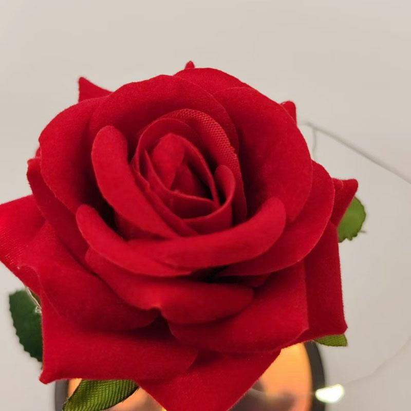 LED Light Eternal Rose, 1 Count Romantic Acrylic Artificial Rose Gift, Glass Dome Rose Flower Jewelry for Wedding, Anniversary, Birthday (with Battery), Light Up Rose