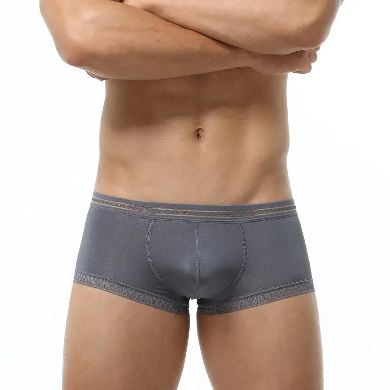 1Pc Trendy Low-rise Solid Men's made of silky ice silk fabric, soft skin-friendly & sweat-free, high elastic slim fit, ideal for loungewear, fitness, outdoor and everyday wear, Breathable Underwear Briefs