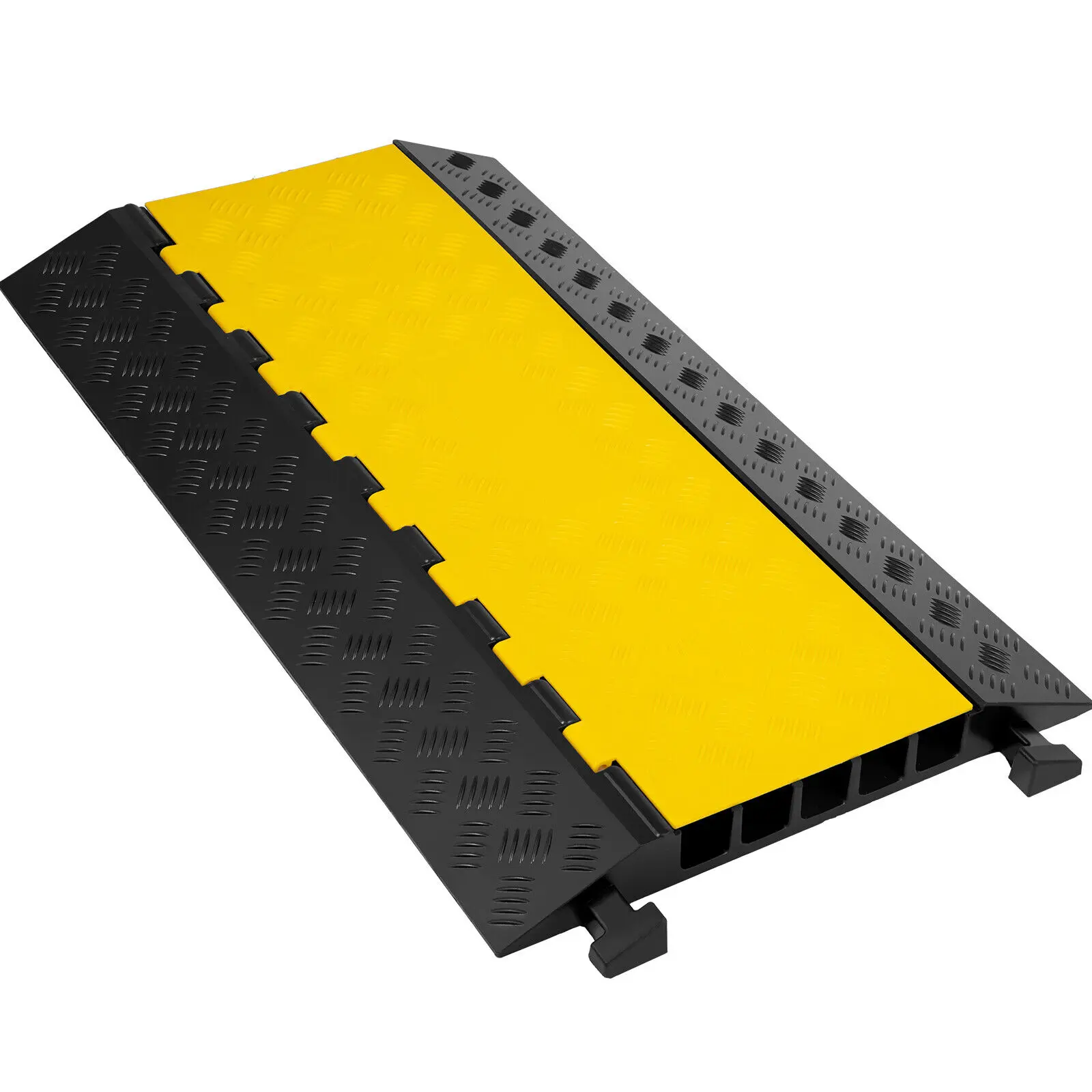 5 Channel Cable Protectors Extreme Rubber Cable Ramps Heavy Duty Protective Cable Wire Cord Ramp Driveway Rubber Traffic Speed Bumps Cable Protector 5-Channel, Rubber + PVC Construction