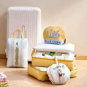 Summer Travel Essentials – Packing Cubes for Suitcase, Travel Organizers, Luggage Accessories, Cute Cartoon Design, Large Capacity, Non-Toxic, Portable Storage Bag Set organizadores de equipaje, cubos de viaje, accesorios para maletas