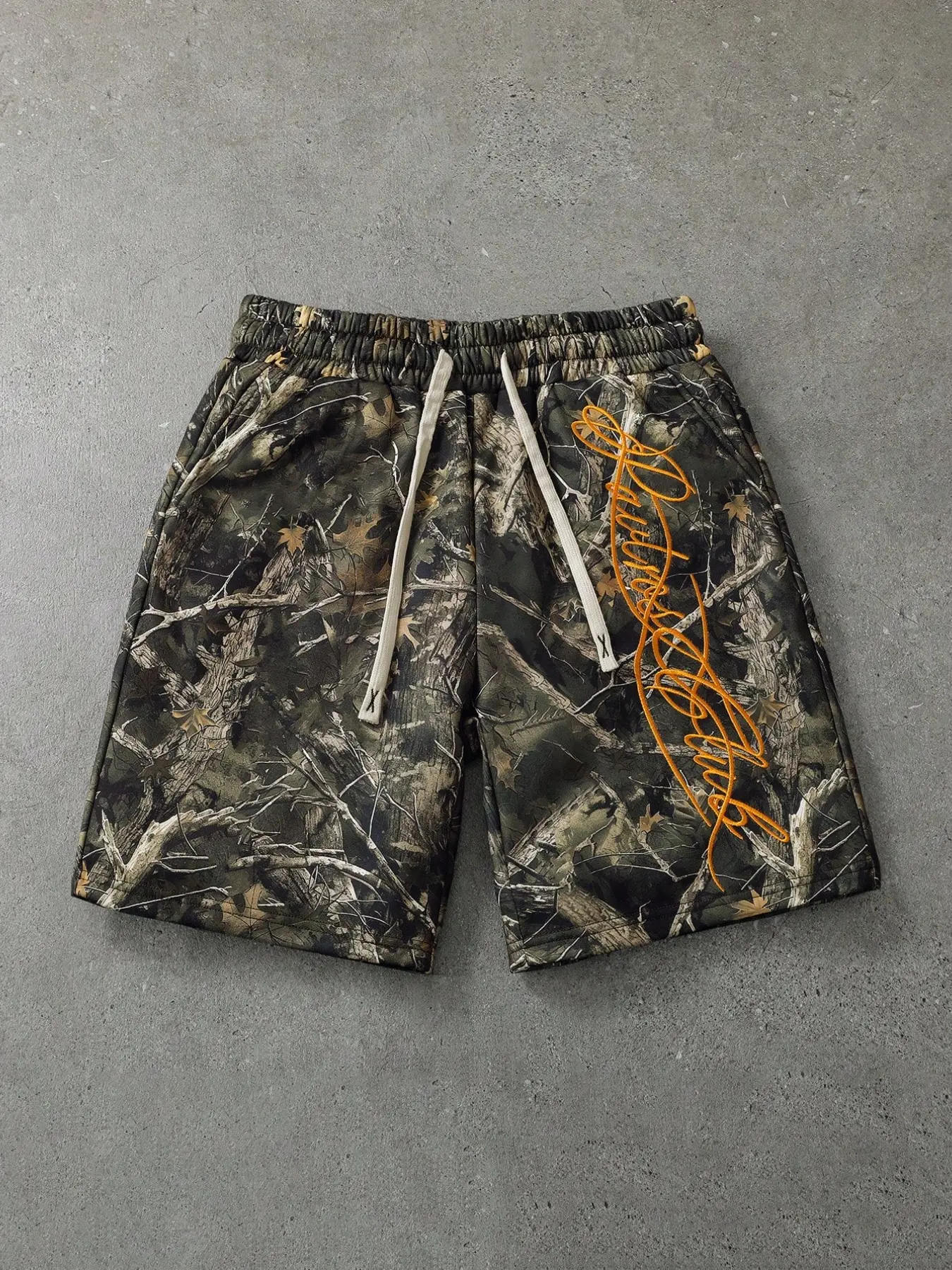 Camouflage Gym Shorts, Embroidery, Elastic Waist, Loose Fit, Unisex, Streetwear, Summer, Skateboarding, Outdoor, Casual, Athletic Workout Shorts
