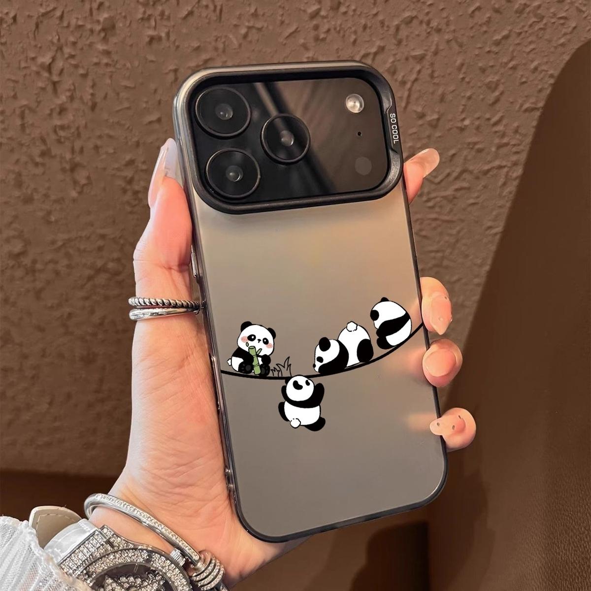 Four pandas Pattern Case for iPhone 17 Pro Max 17 Air 16/15/14/13/12/11 Pro Max XR XS E Plus Retro High-end Shockproof Drop Screen Protection Cute Durable PC Smartphone Cover
