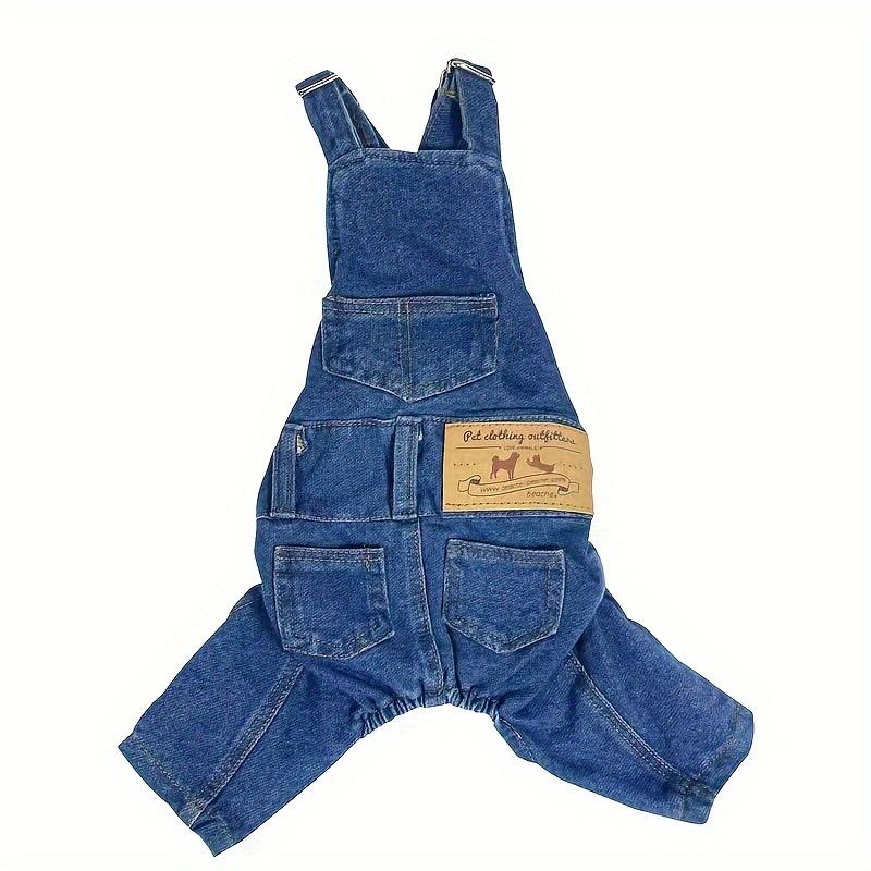 Fits XS to XL Sizes Pet Dog Denim Overalls - Suitable for All Seasons, Perfect for Small Breeds